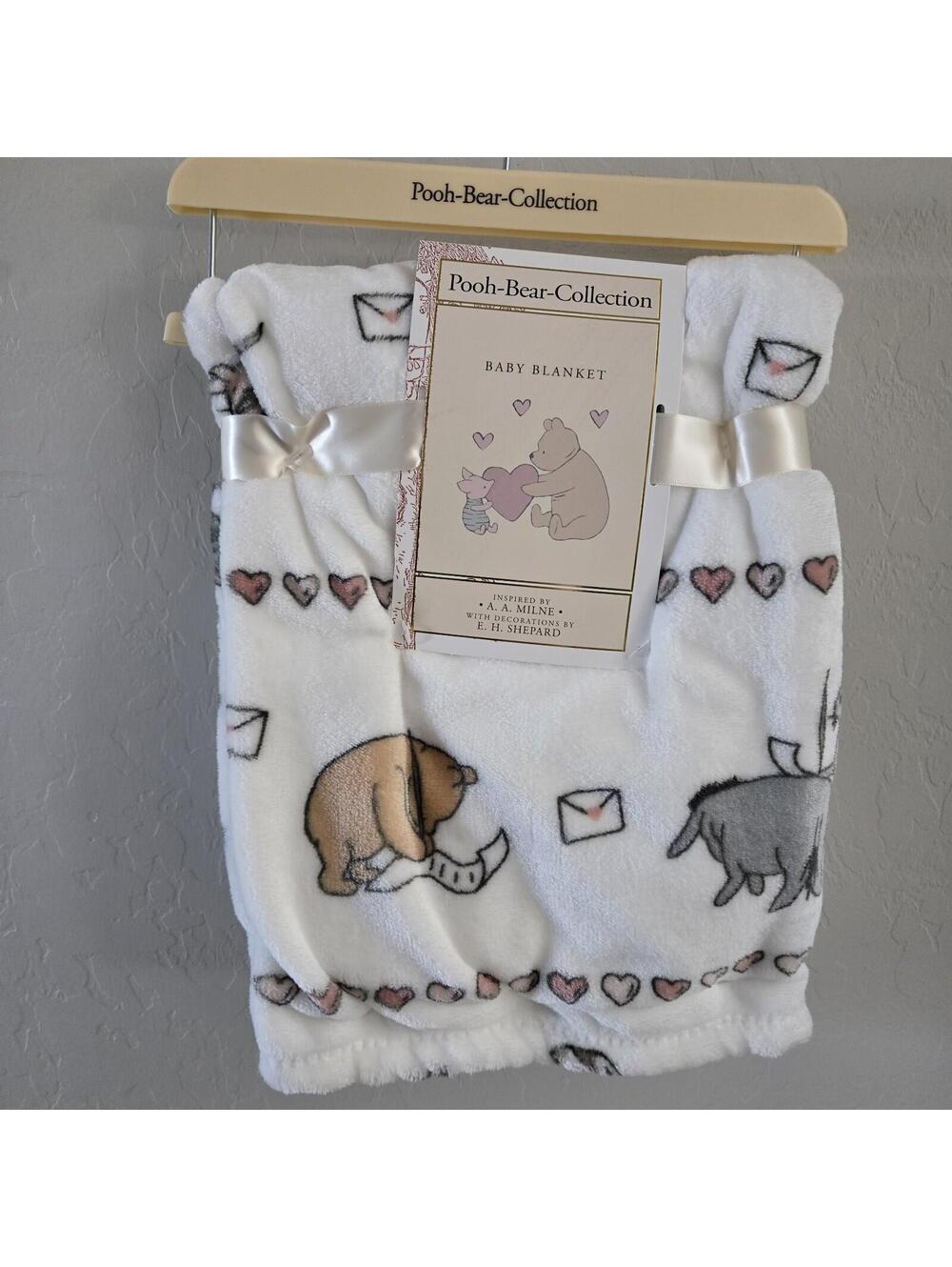 NEW Pooh Bear Collection Winnie The Pooh 30"x40" Baby Blanket Heart Owl Rabbit